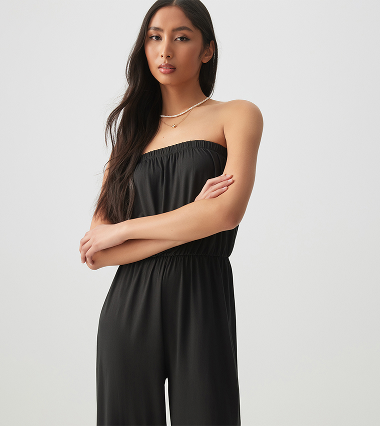 Solid Strapless Jumpsuit