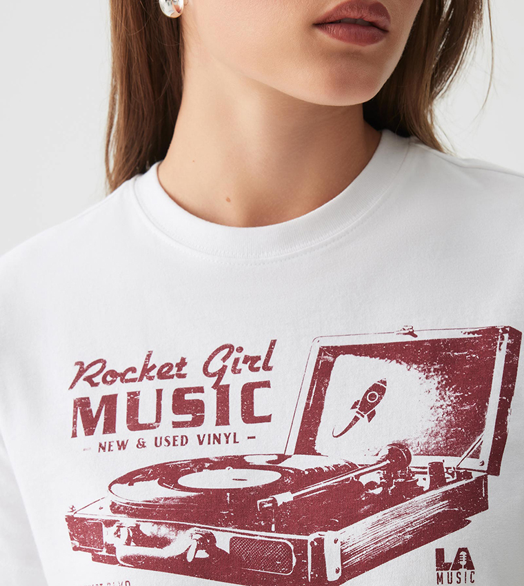 Printed Short Sleeves Crop T-Shirt