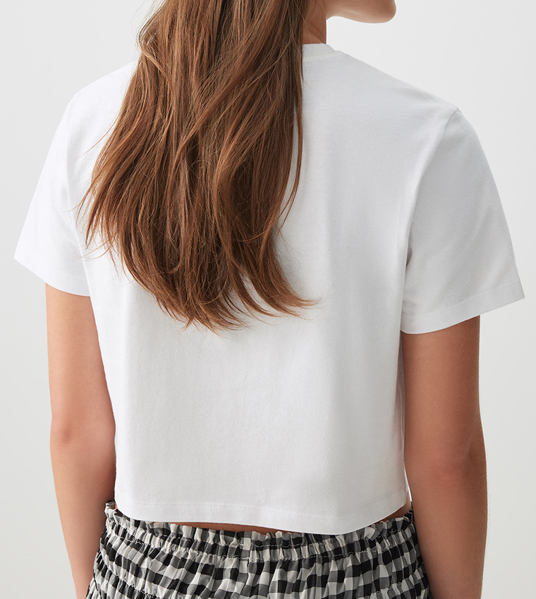 Printed Short Sleeves Crop T-Shirt