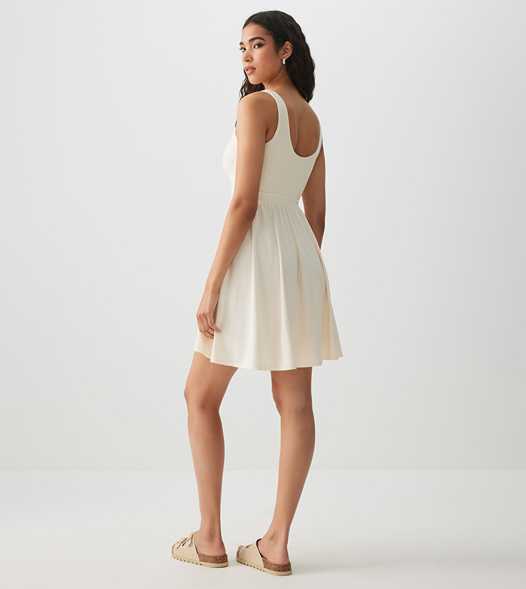 Solid Tank Mini Dress with Pockets