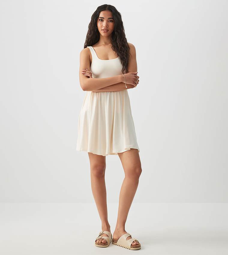 Solid Tank Mini Dress with Pockets