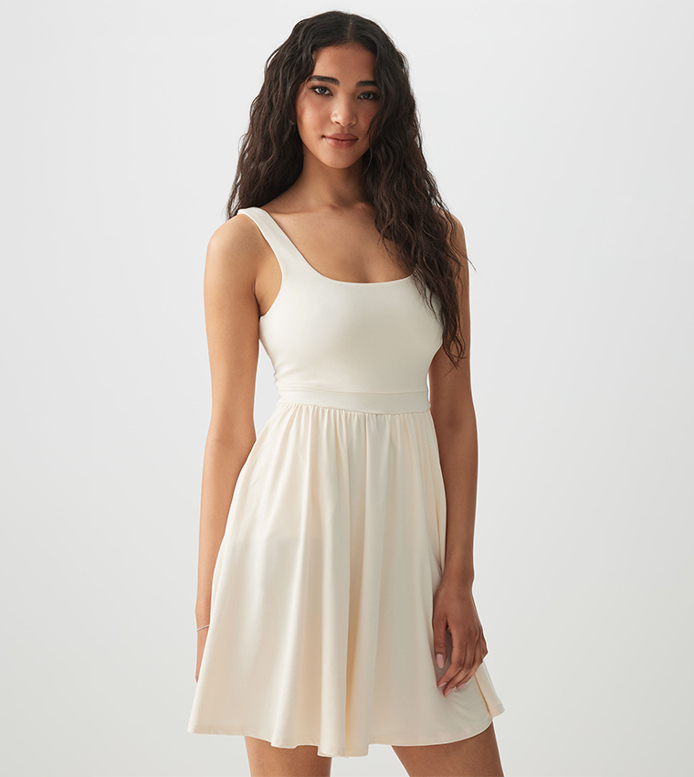 Solid Tank Mini Dress with Pockets