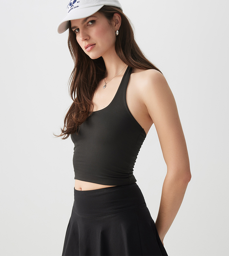 Solid Halterneck Crop Top