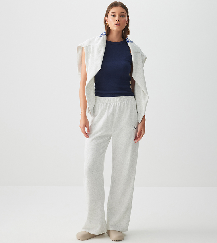 Elastic Waist Wide Leg Sweatpants