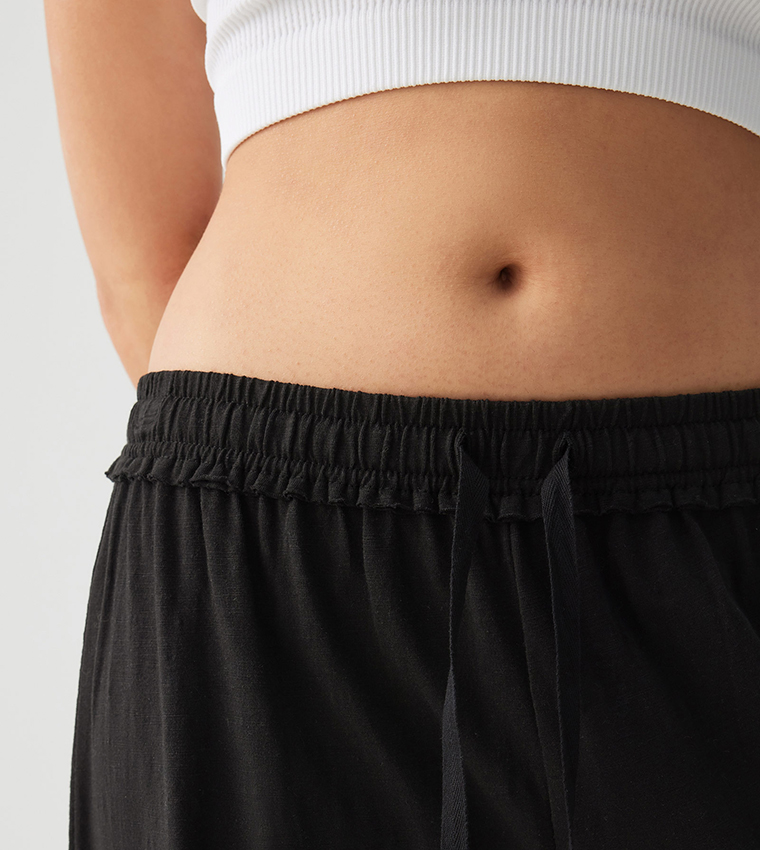 Drawstring Waist Wide Leg Pants