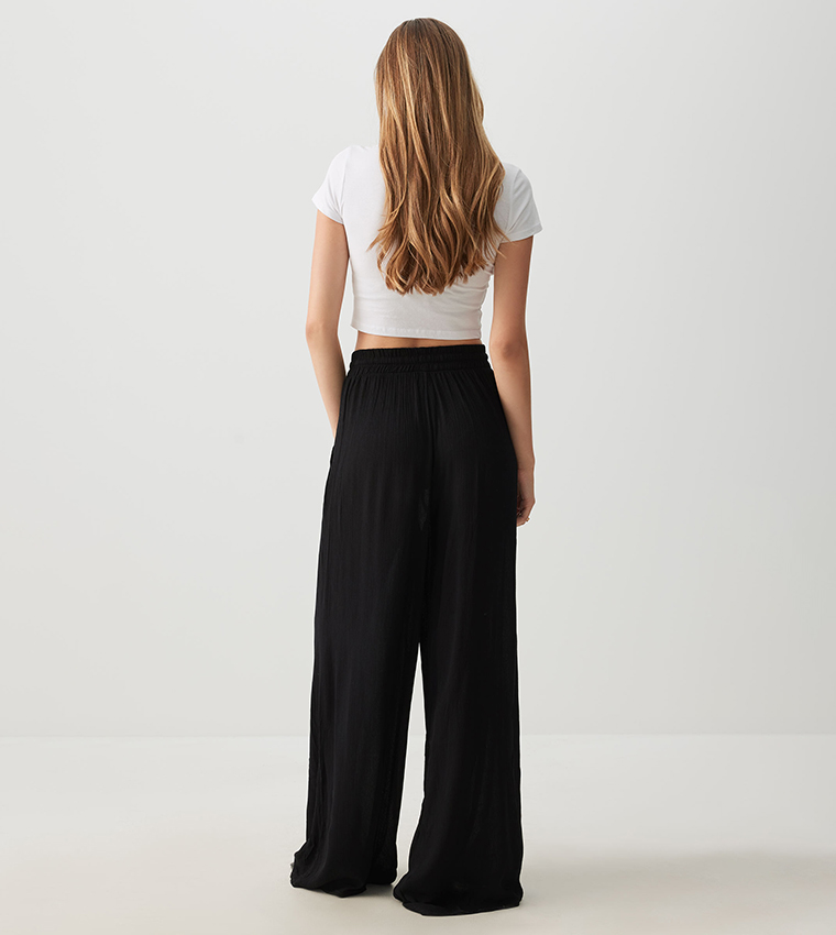 Crinkled Wide Leg Pants