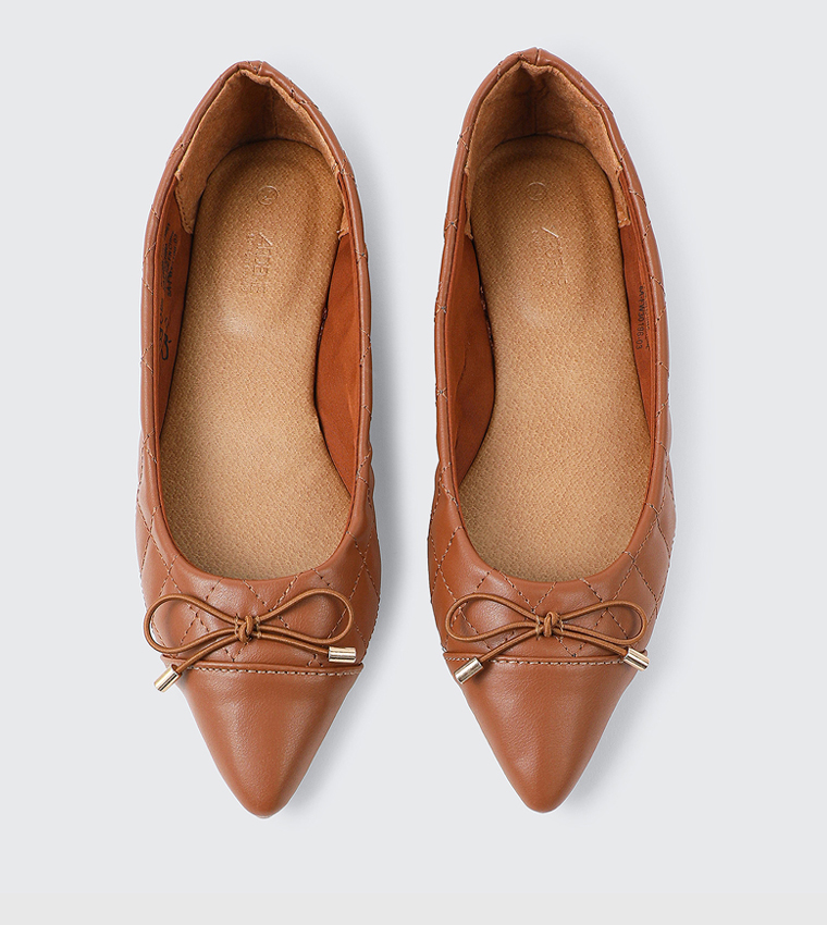 Quilted Pointed Toe Ballerinas