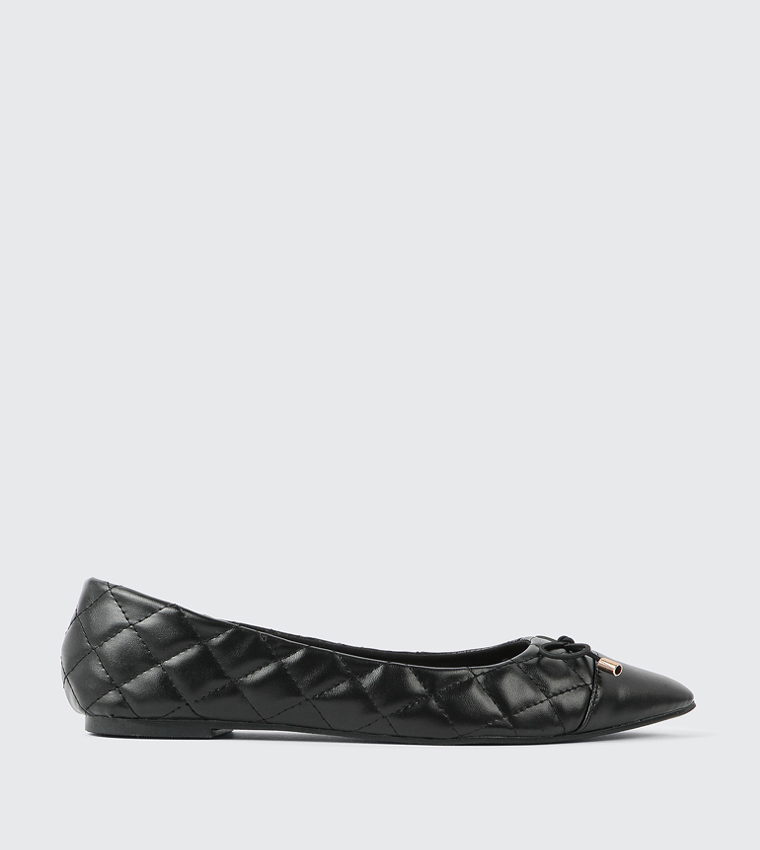 Quilted Pointed Toe Ballerinas