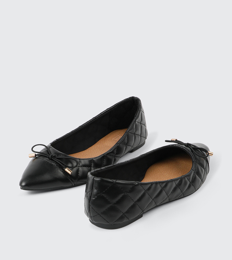 Quilted Pointed Toe Ballerinas