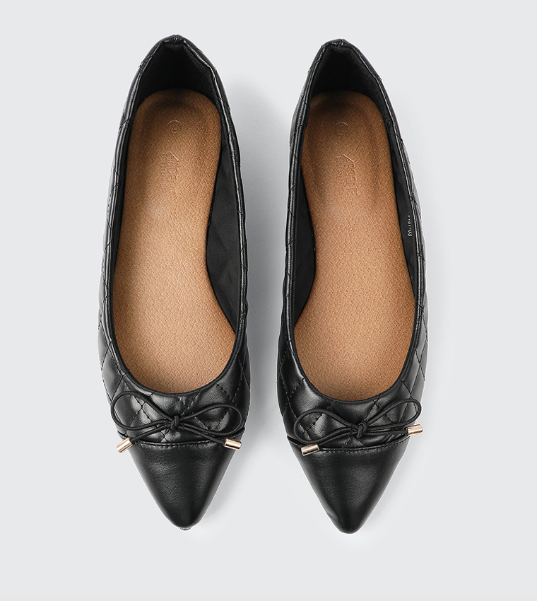 Quilted Pointed Toe Ballerinas