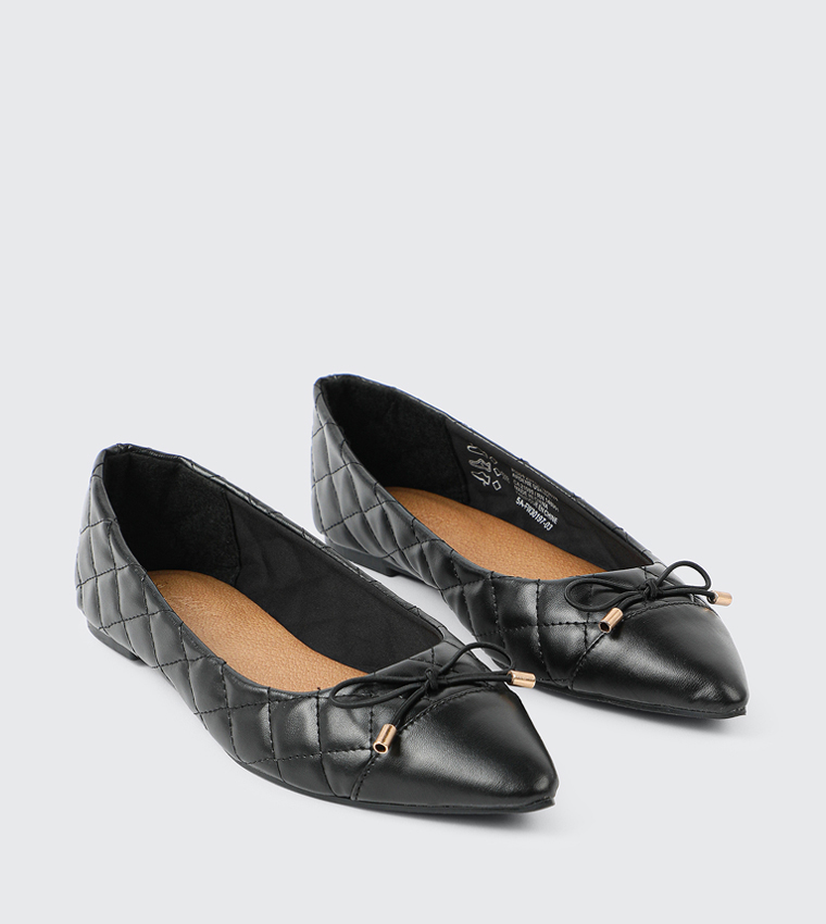 Quilted Pointed Toe Ballerinas