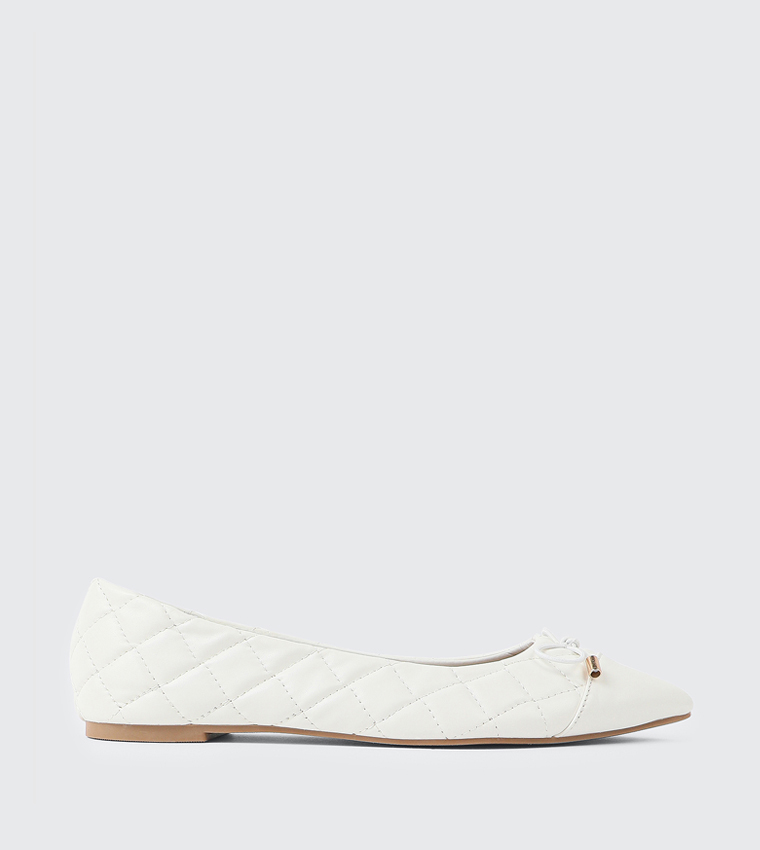 Quilted Pointed Toe Ballerinas