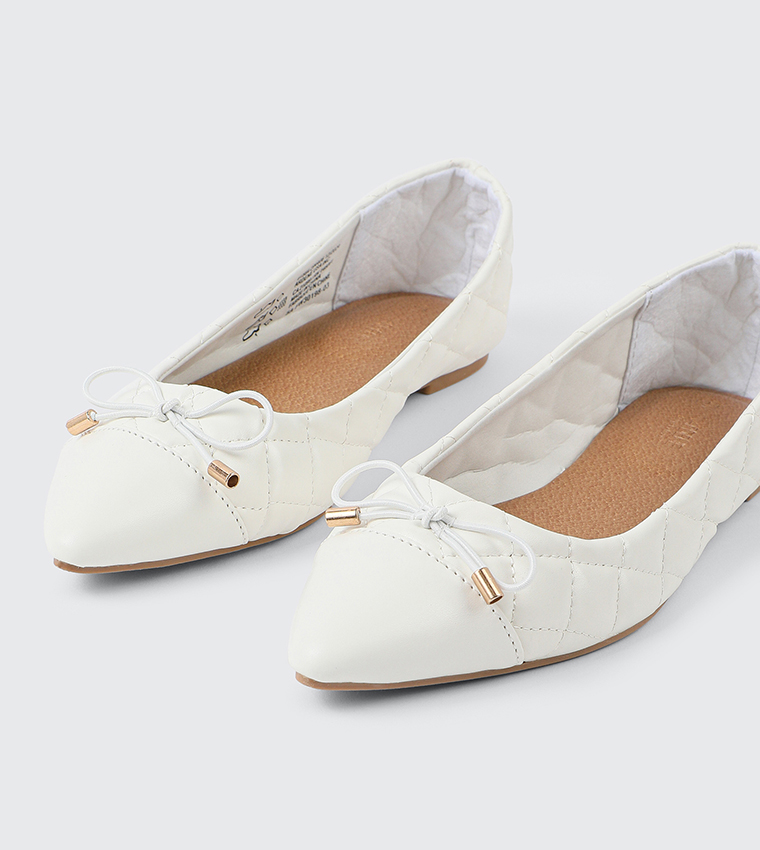 Quilted Pointed Toe Ballerinas