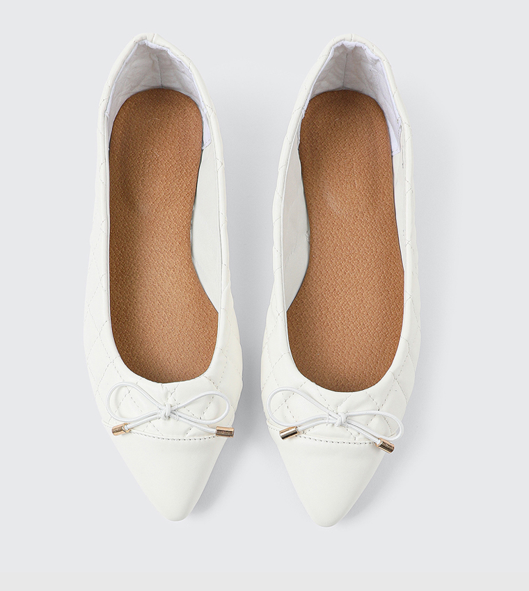 Quilted Pointed Toe Ballerinas