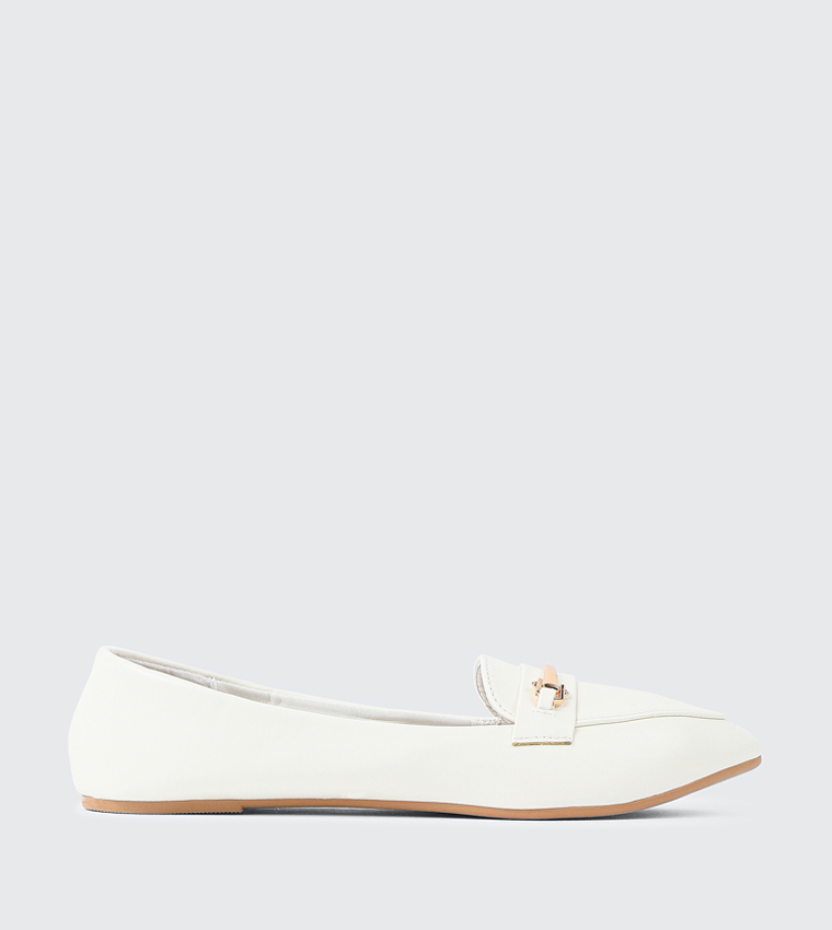 Metal Accent Pointed Toe Slips-Ons