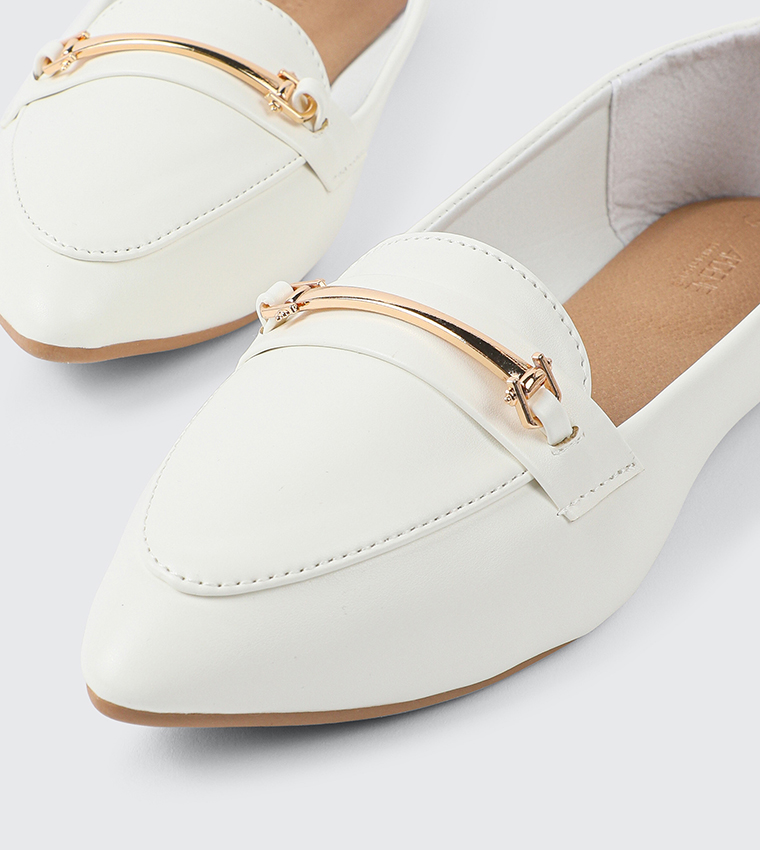 Metal Accent Pointed Toe Slips-Ons