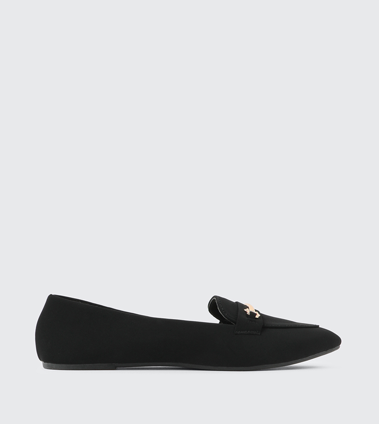 Metal Accent Pointed Toe Ballet Flats