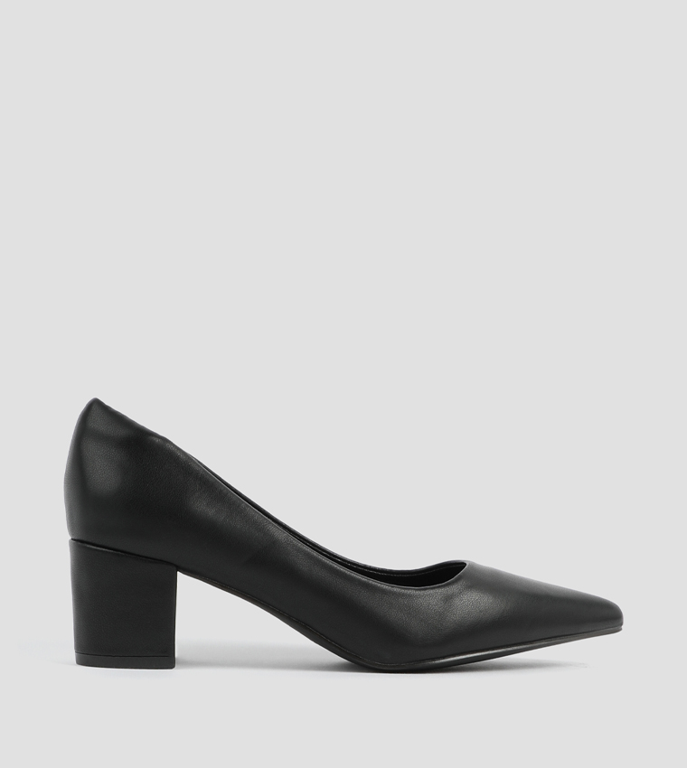 Textured Block Heel Pumps