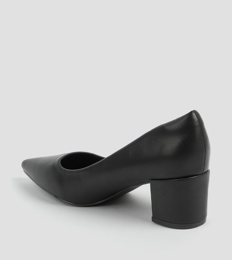 Textured Block Heel Pumps