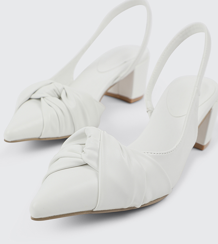 Pleated Detail Slingback Pumps