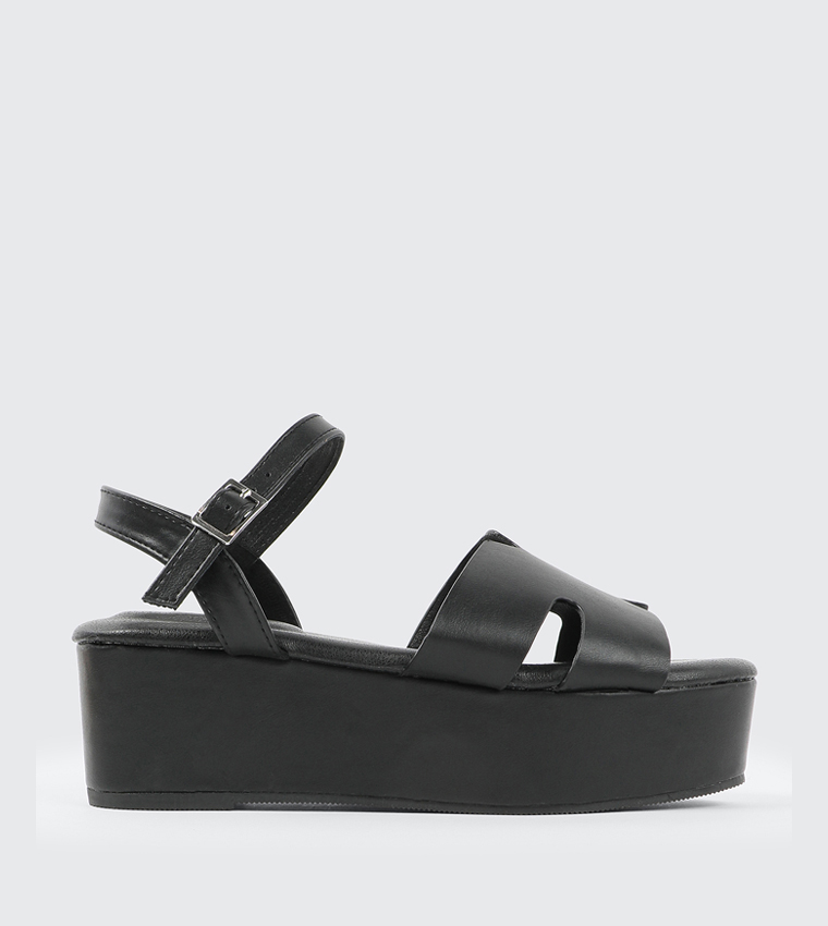 Textured Open-Toe Platform Sandals