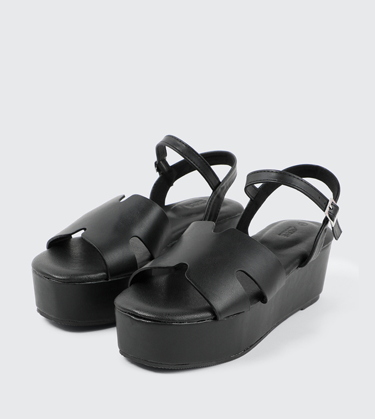 Textured Open-Toe Platform Sandals