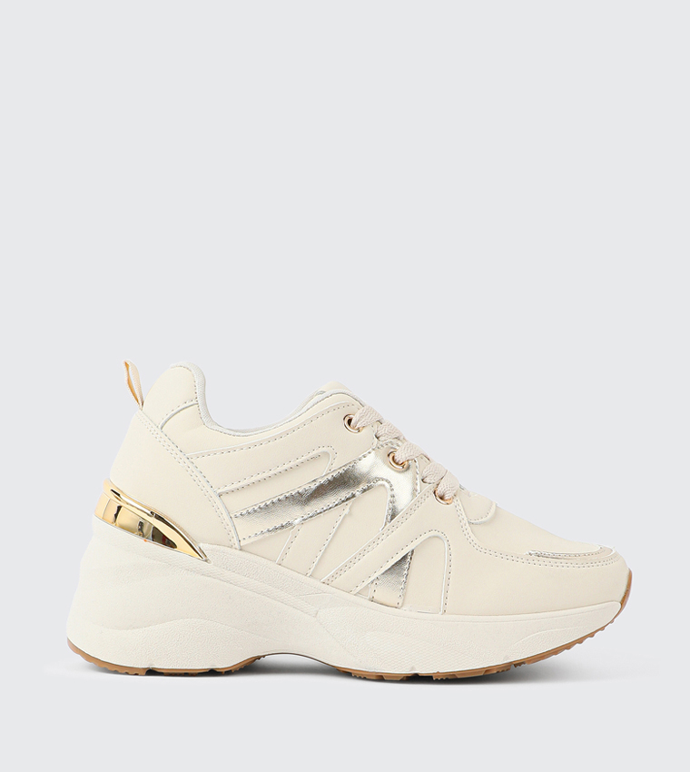 Textured Lace-Up Chunky Sneakers