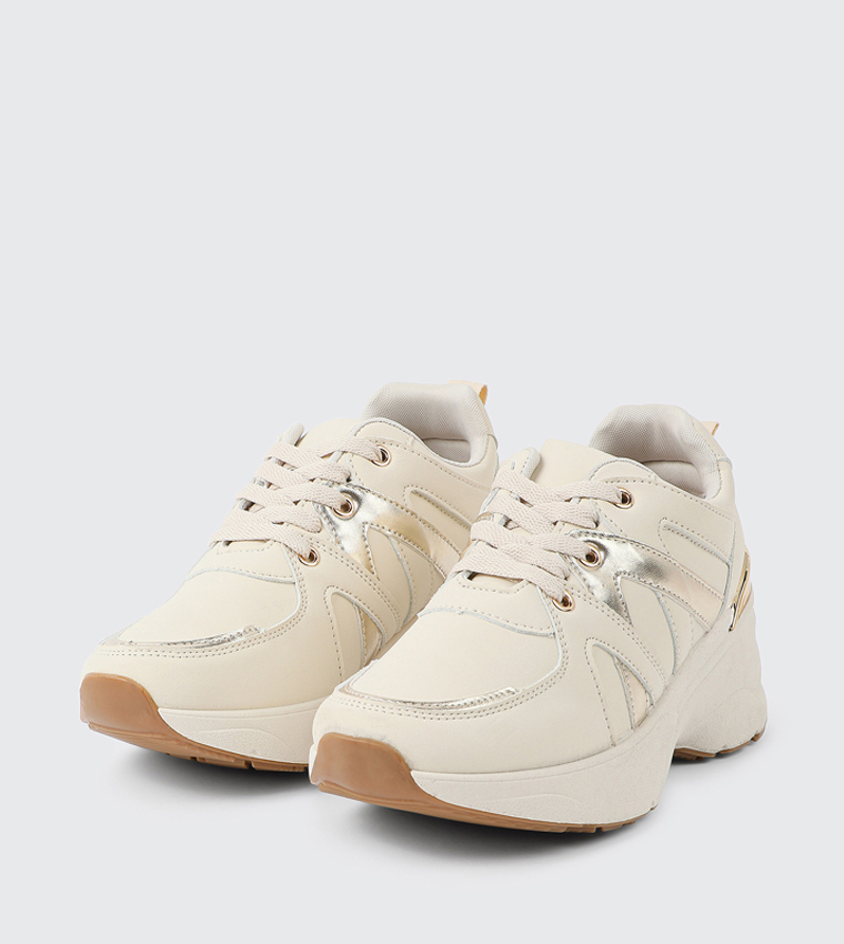 Textured Lace-Up Chunky Sneakers