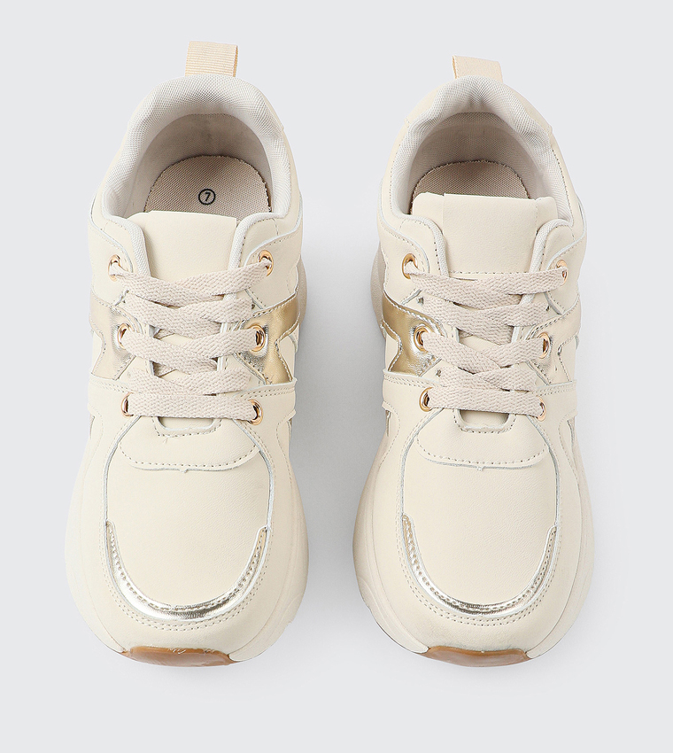 Textured Lace-Up Chunky Sneakers