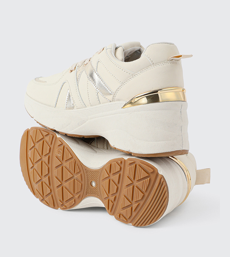 Textured Lace-Up Chunky Sneakers