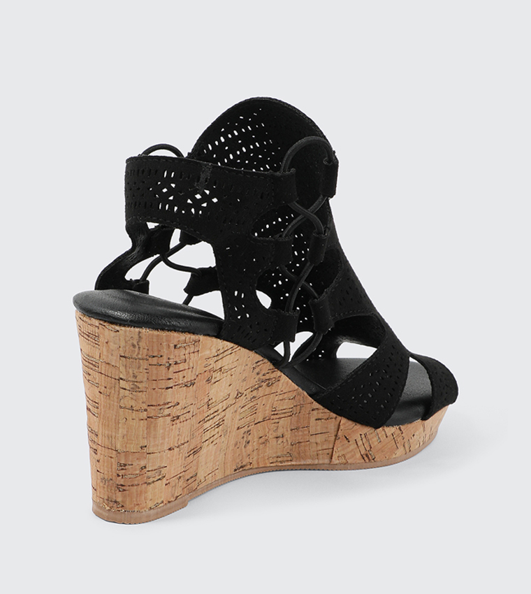 Laser Cut Gladiator Wedge Sandals
