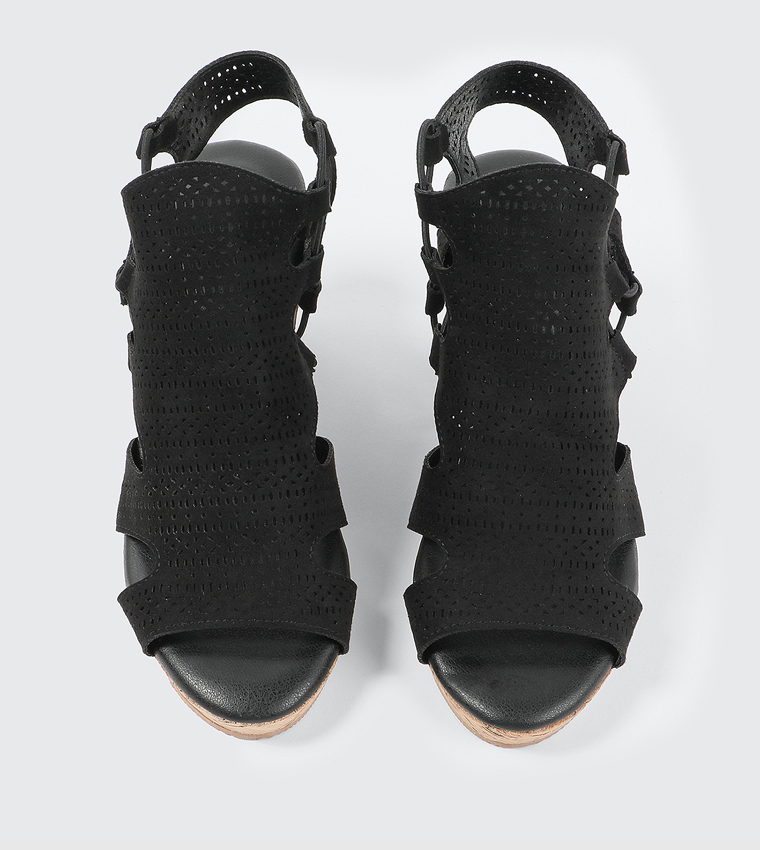 Laser Cut Gladiator Wedge Sandals