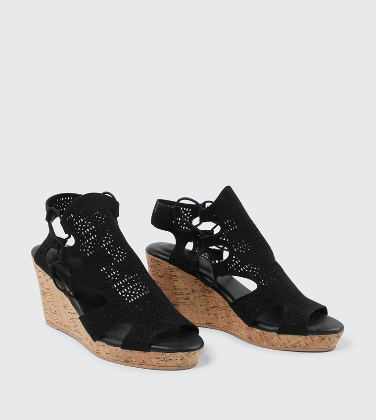 Laser Cut Gladiator Wedge Sandals