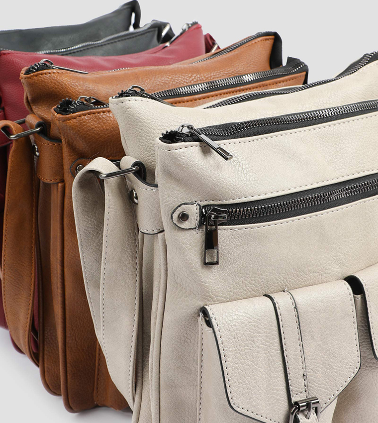 Textured Zippered Crossbody Bag