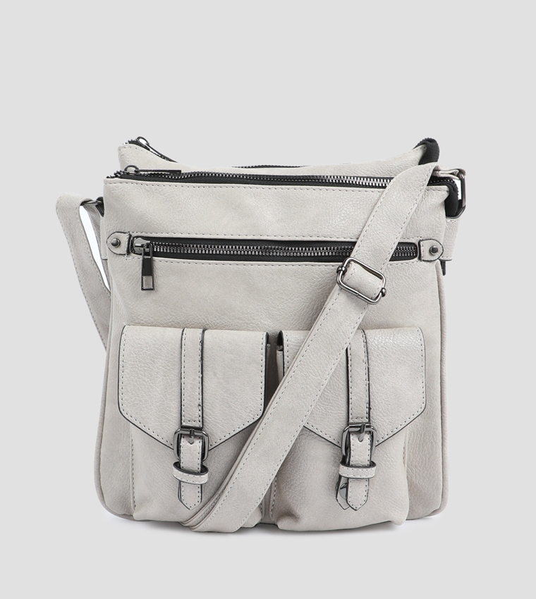 Textured Zippered Crossbody Bag