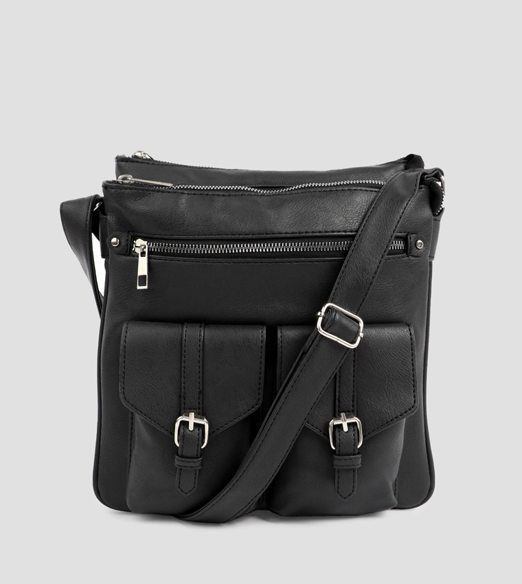 Textured Zippered Crossbody Bag