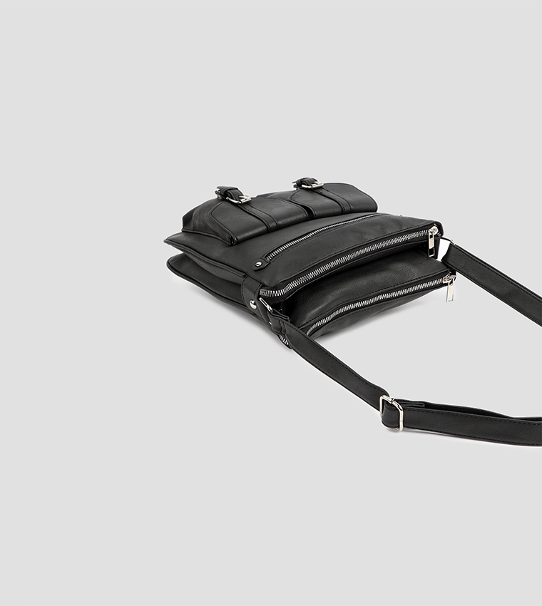 Textured Zippered Crossbody Bag