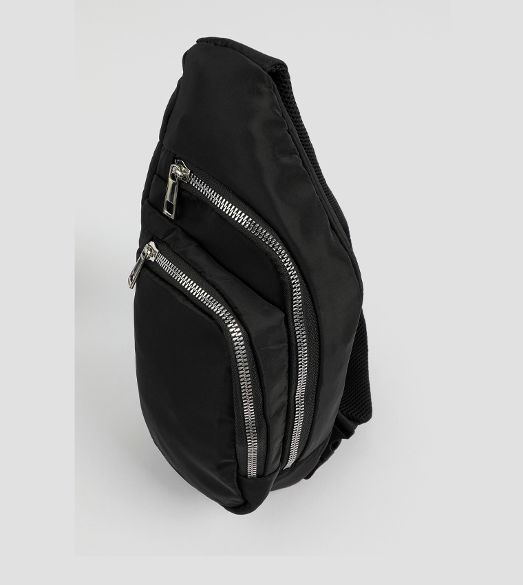 Nylon Zippered Crossbody Backpack