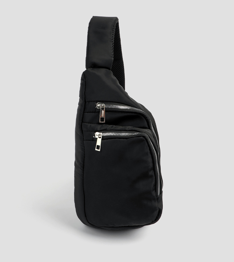 Nylon Zippered Crossbody Backpack