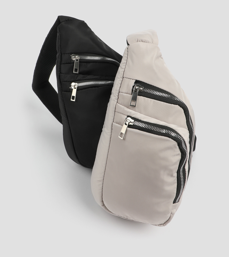 Nylon Zippered Crossbody Backpack