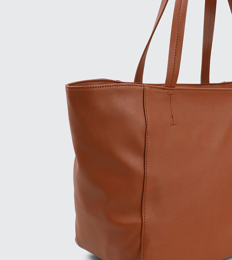 Textured Faux Leather Tote Bag