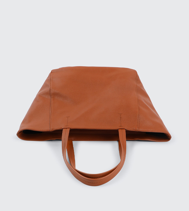 Textured Faux Leather Tote Bag