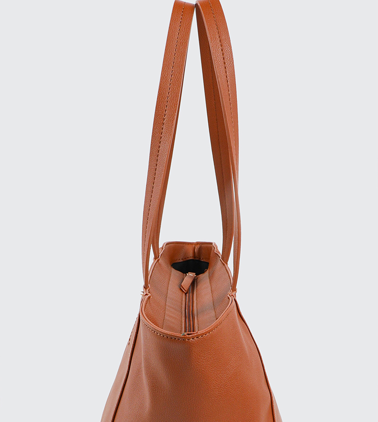Textured Faux Leather Tote Bag