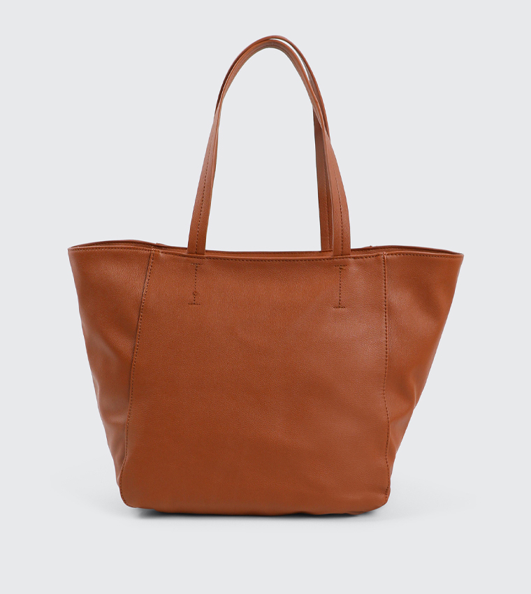 Textured Faux Leather Tote Bag