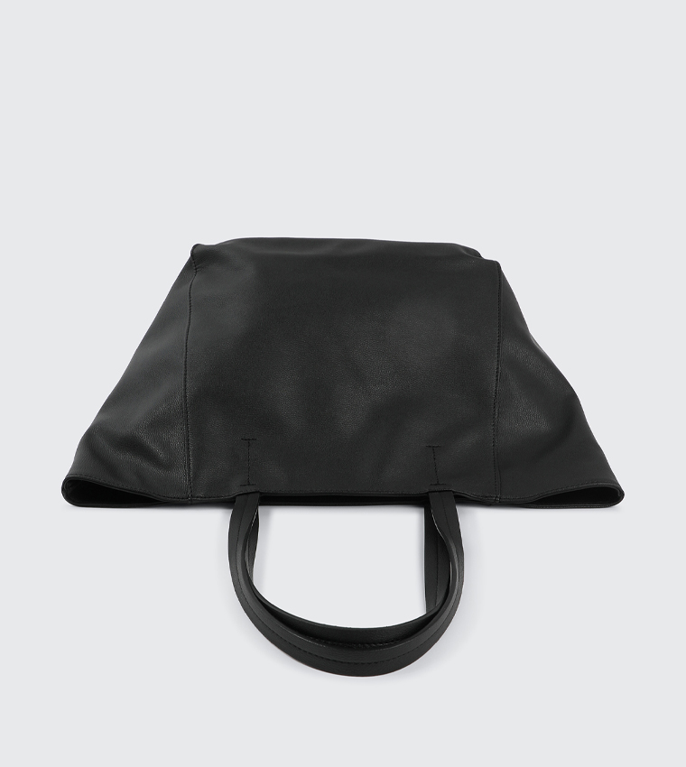 Textured Faux Leather Tote Bag