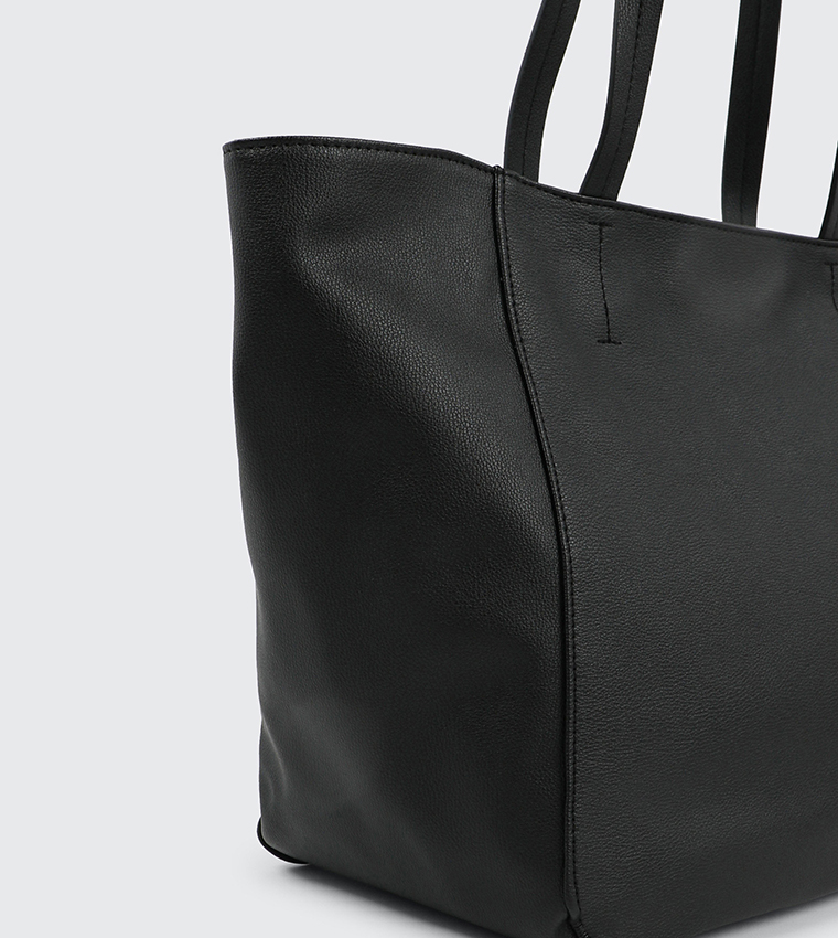 Textured Faux Leather Tote Bag