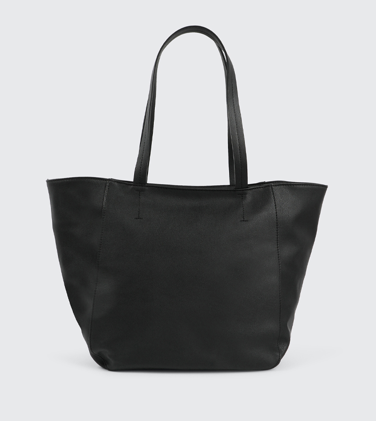 Textured Faux Leather Tote Bag