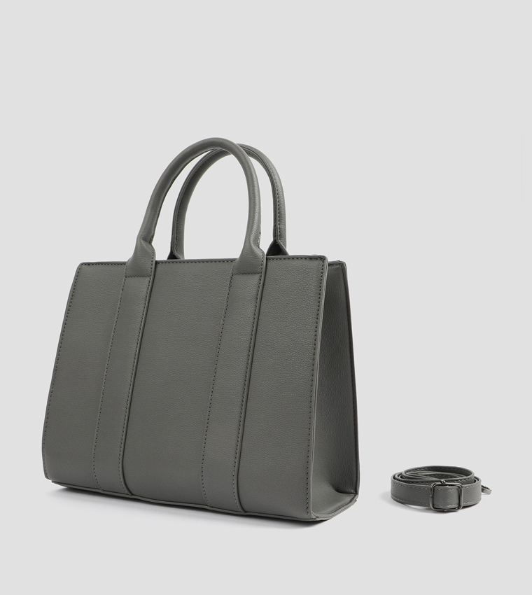 Textured Zippered Tote Bag