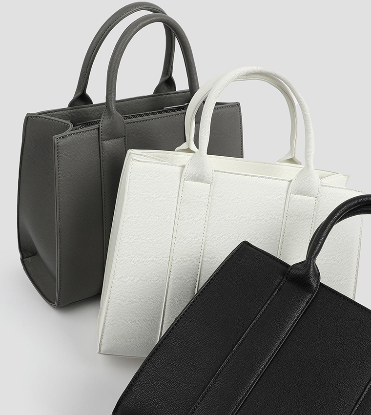 Textured Zippered Tote Bag
