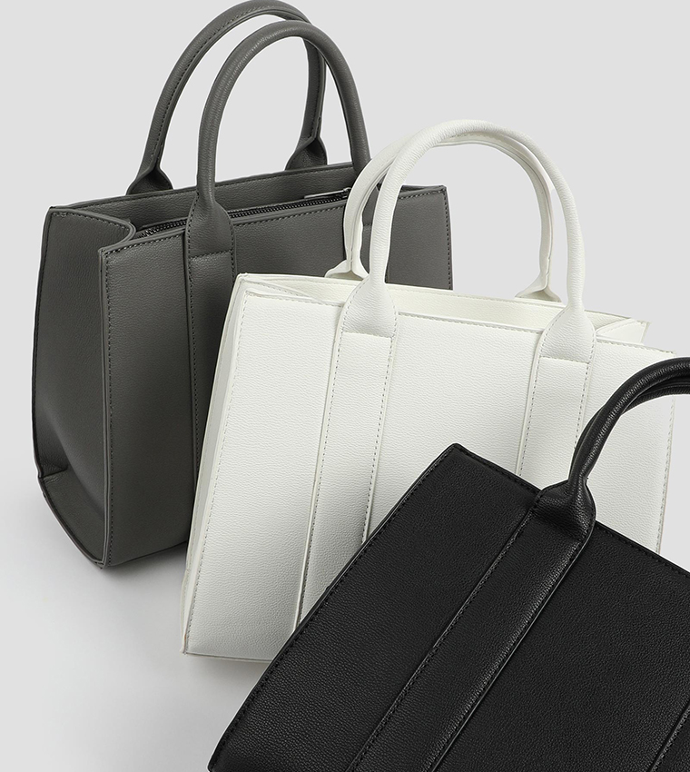 Textured Zippered Tote Bag